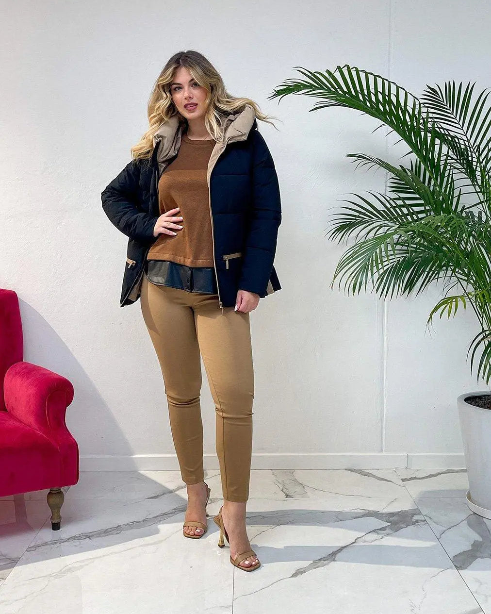 Maglia dettaglio camicia ecopelle MORO DORABELLA XXXL