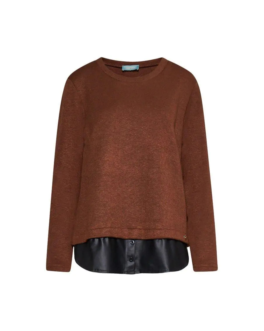 Maglia dettaglio camicia ecopelle MORO DORABELLA