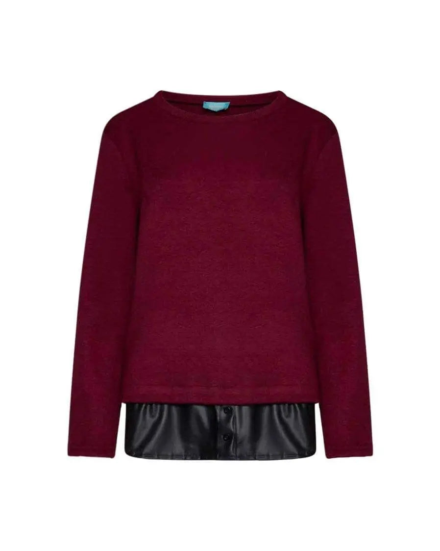 Maglia dettaglio camicia ecopelle PRUGNA DORABELLA XXXL