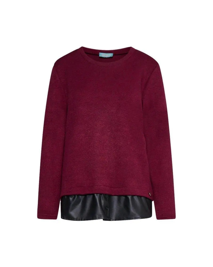 Maglia dettaglio camicia ecopelle PRUGNA DORABELLA