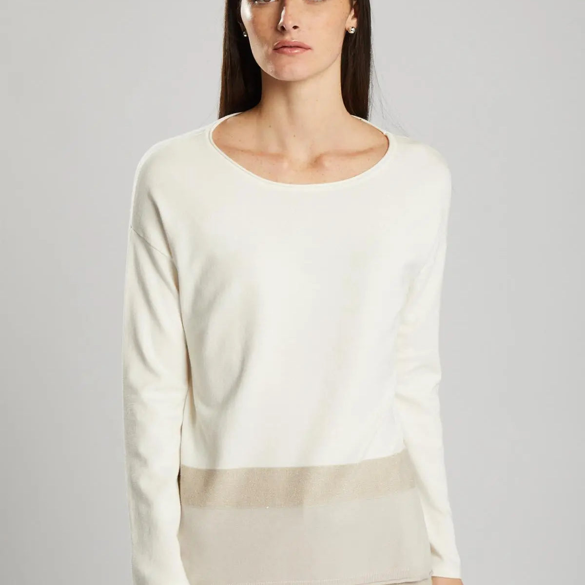 Maglia dettaglio lurex PANNA IRONICA XL