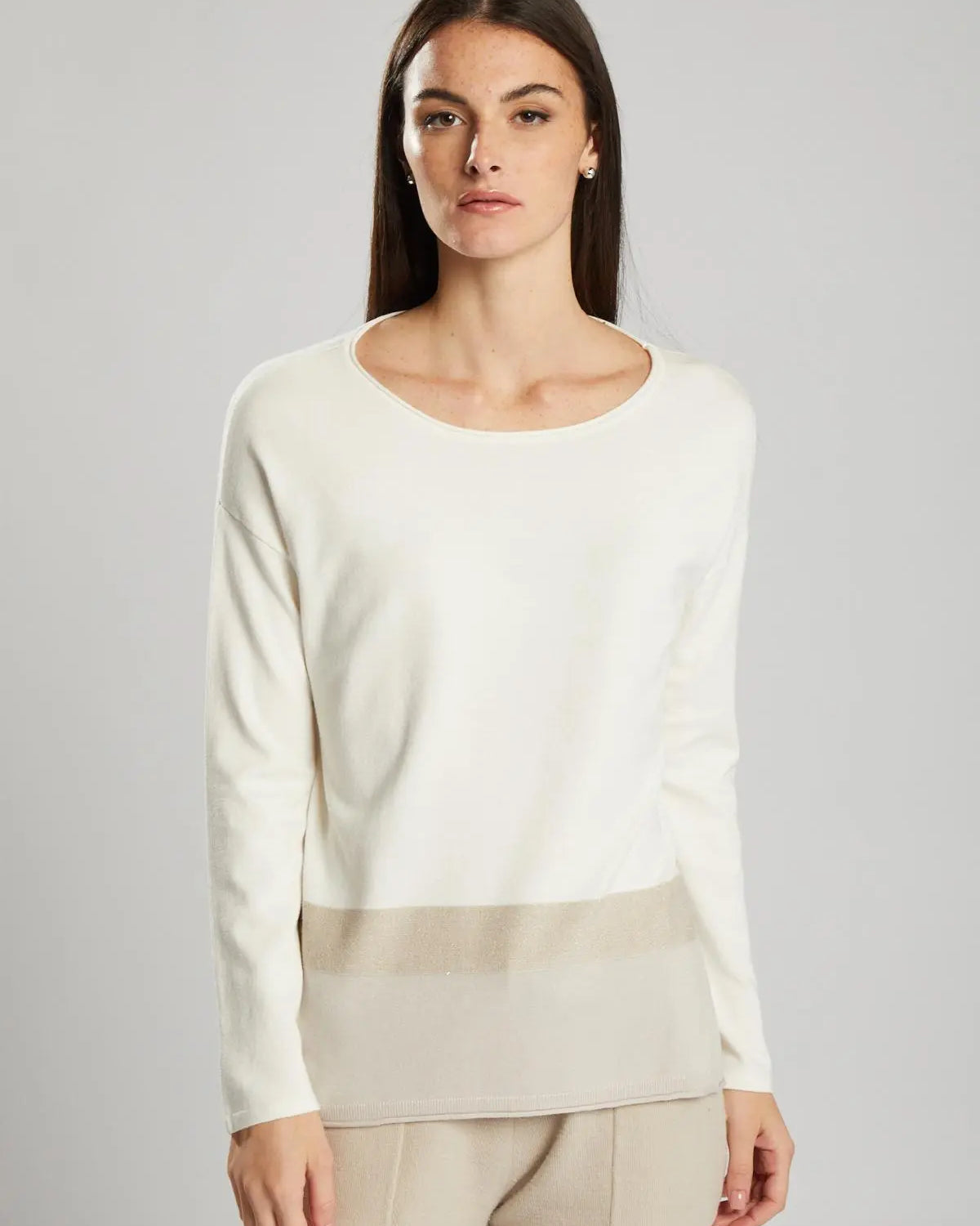 Maglia dettaglio lurex PANNA IRONICA XL