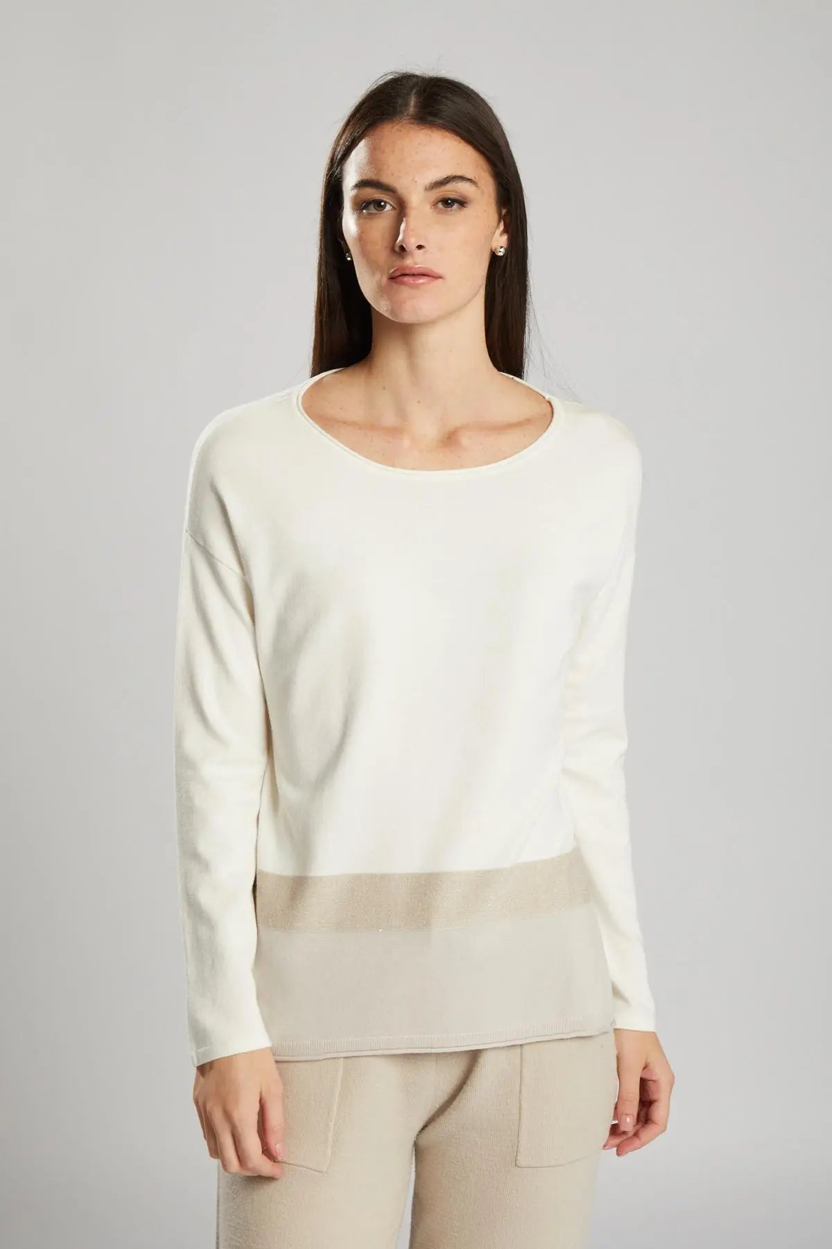 Maglia dettaglio lurex PANNA IRONICA XL