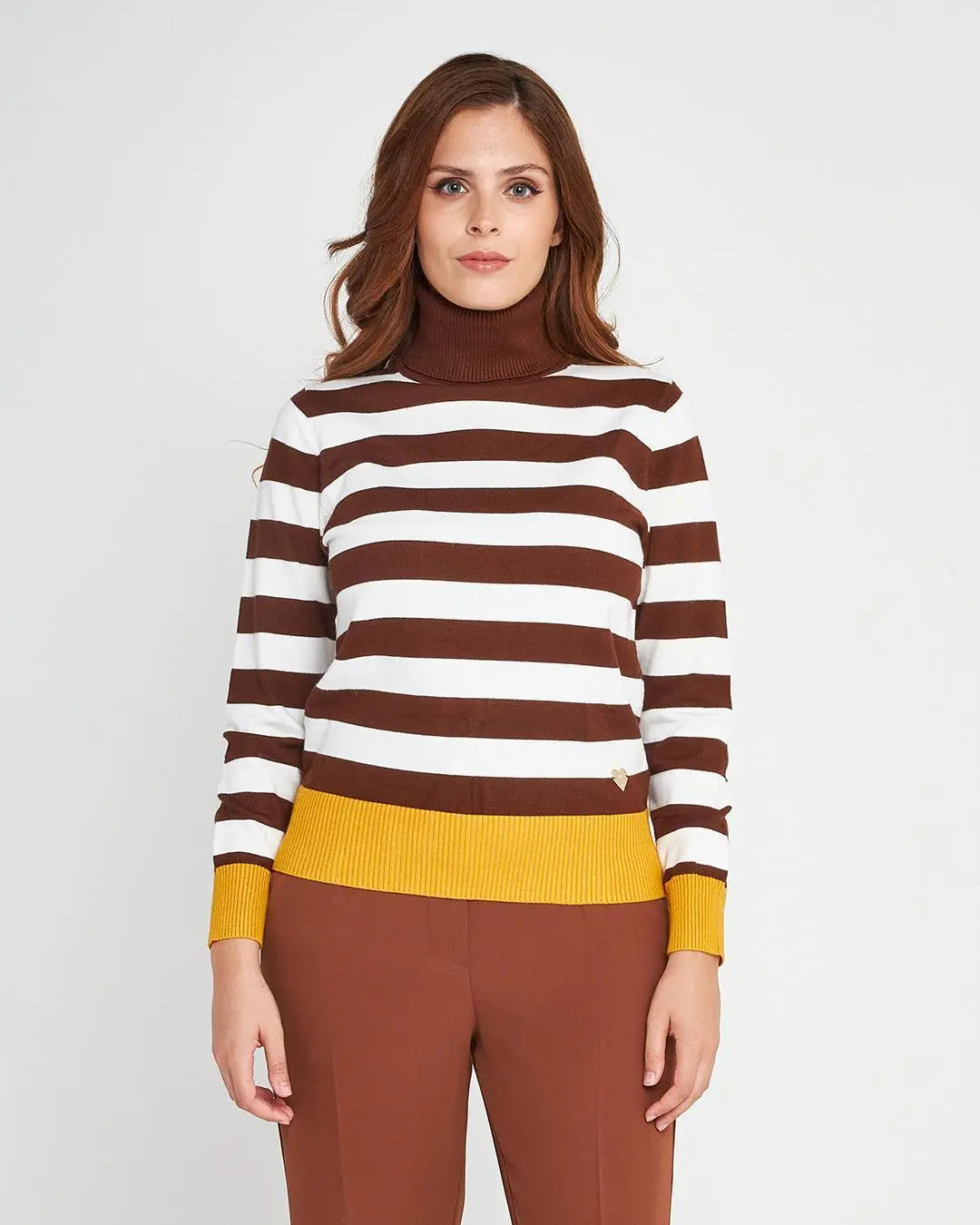 Maglia dolcevita a righe CACAO DORABELLA