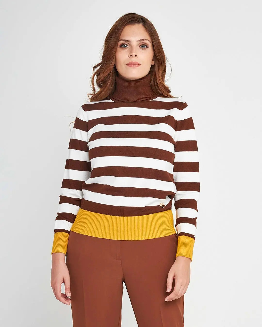 Maglia dolcevita a righe CACAO DORABELLA