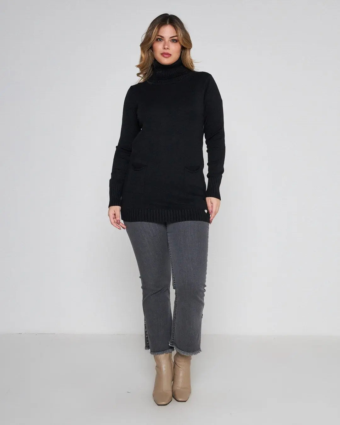 Maglia dolcevita con tasche NERO DORABELLA