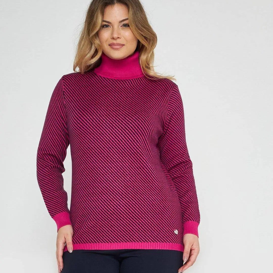 Maglia dolcevita righe FUXIA DORABELLA XXL
