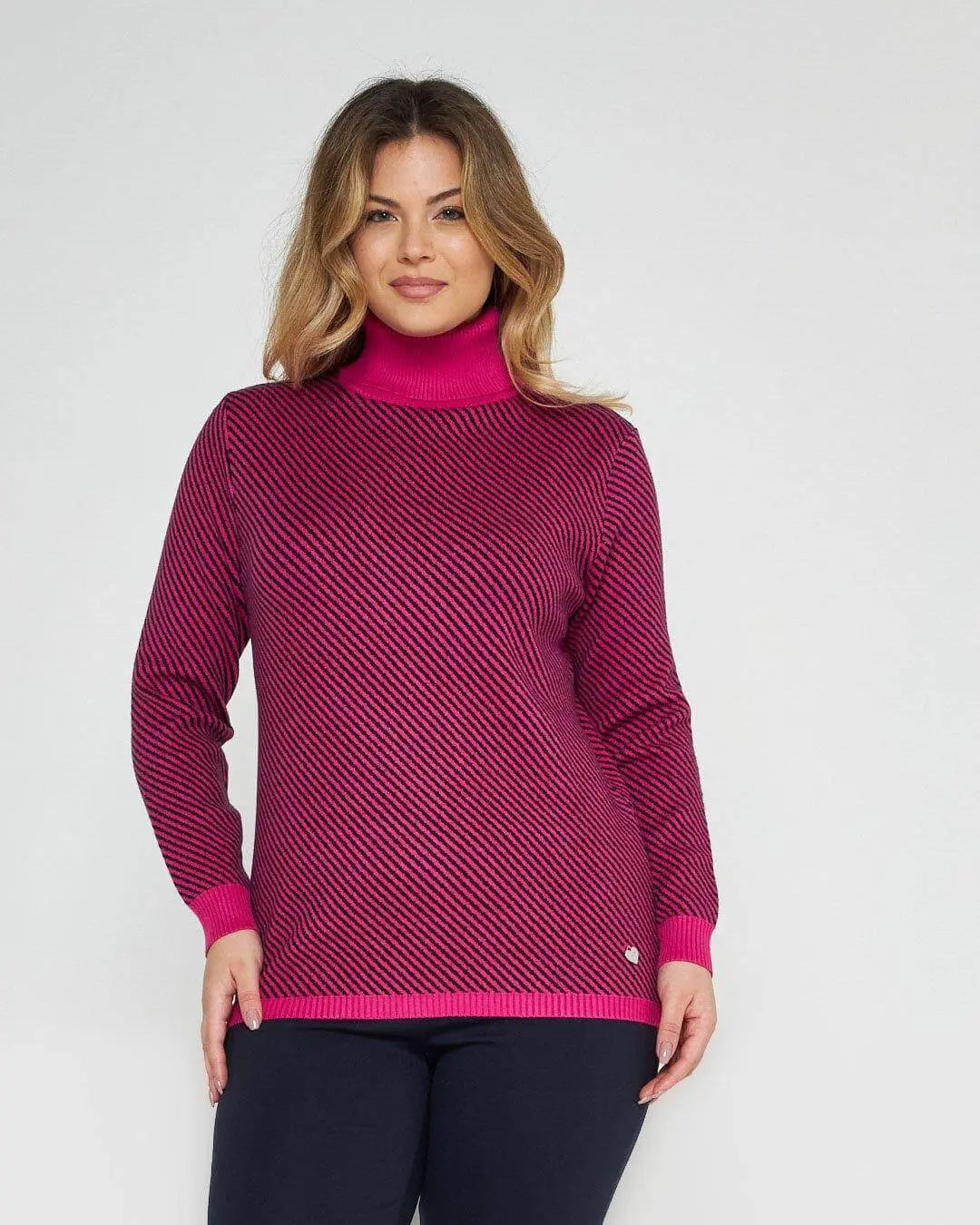 Maglia dolcevita righe FUXIA DORABELLA XXL