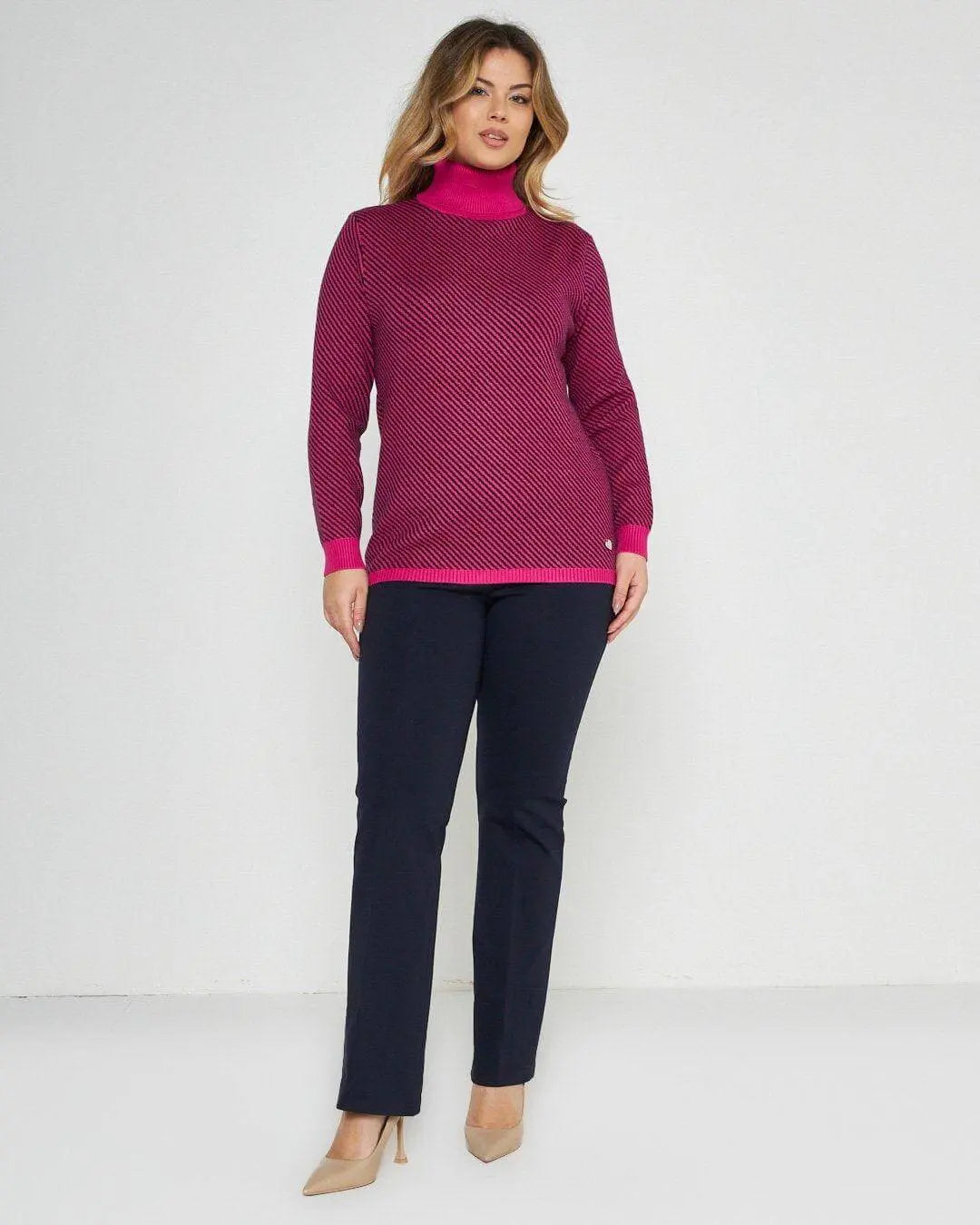 Maglia dolcevita righe FUXIA DORABELLA