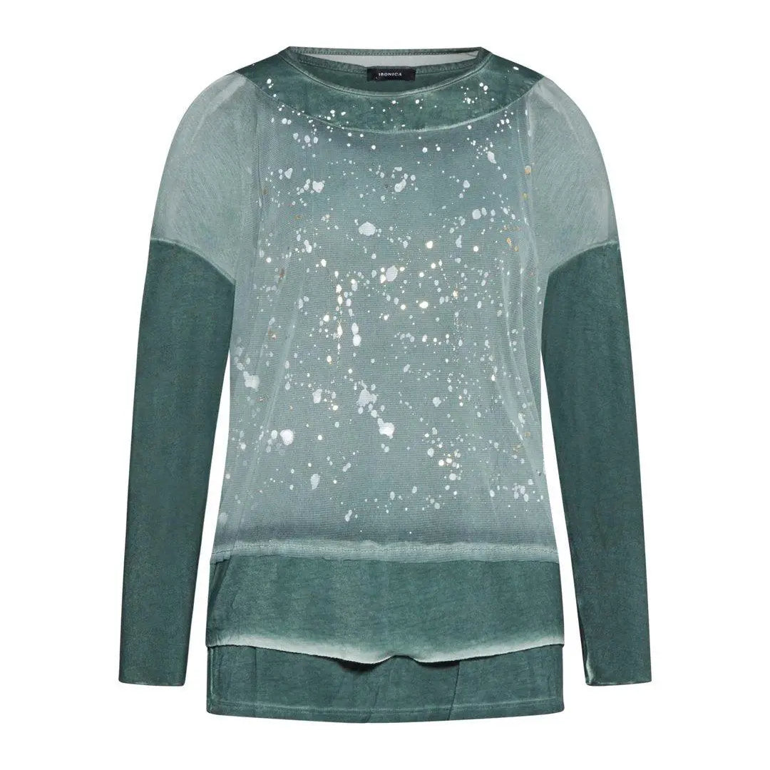 Maglia effetto vernice VERDE IRONICA XXL