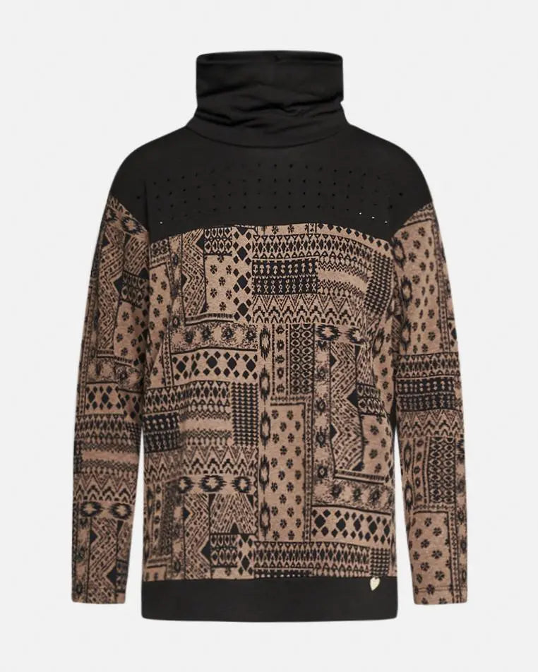 Maglia fantasia NERO-CUOIO DORABELLA XXL