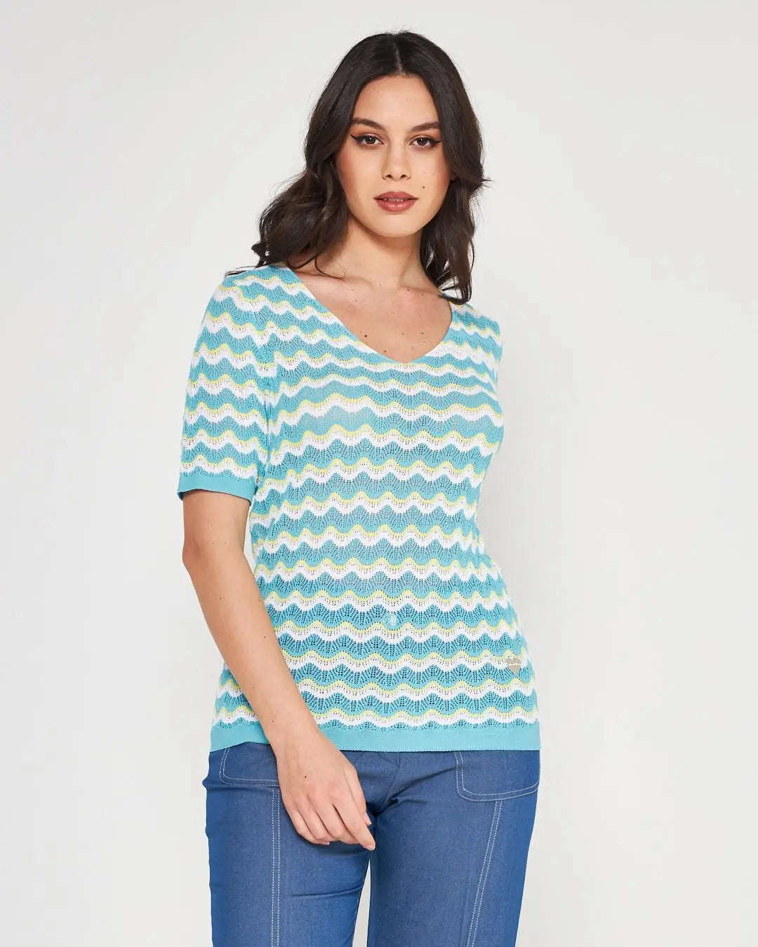 Maglia fantasia TURCHESE DORABELLA