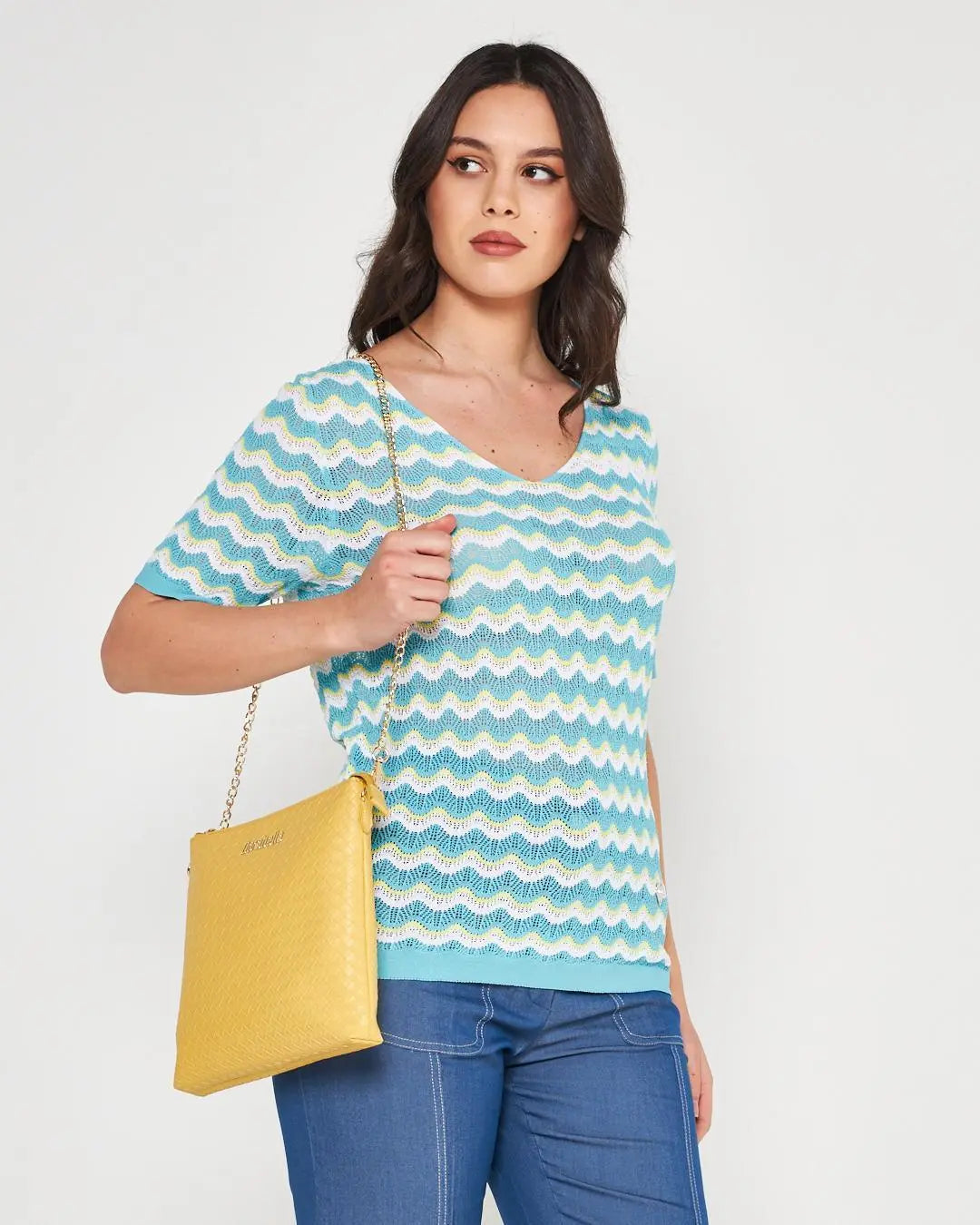 Maglia fantasia TURCHESE DORABELLA