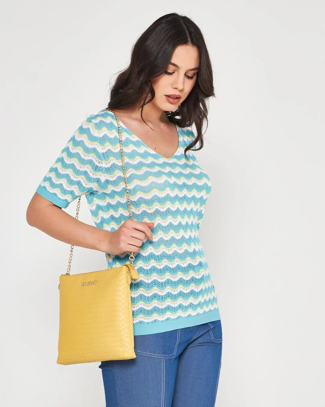 Maglia fantasia TURCHESE DORABELLA