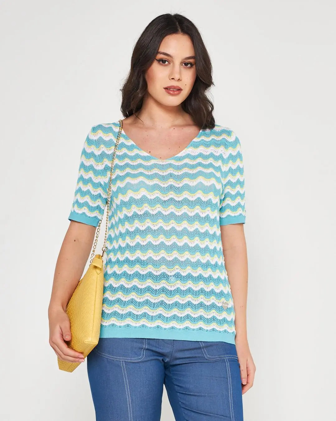 Maglia fantasia TURCHESE DORABELLA