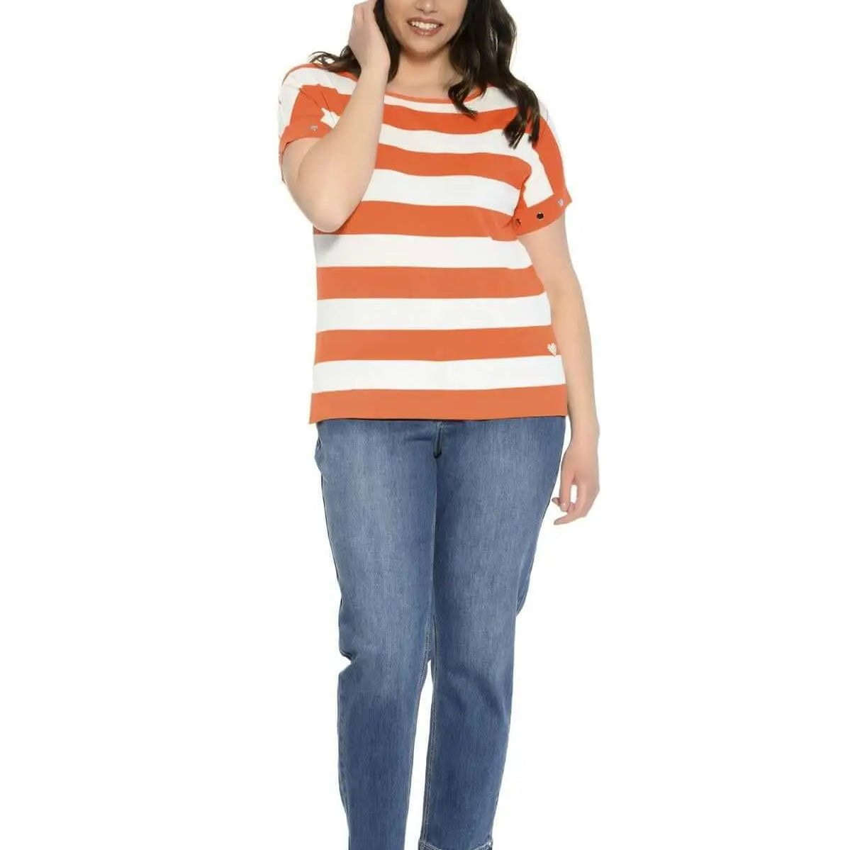 Maglia fantasia a righe ARANCIO-BIANCO DORABELLA PIU' XL