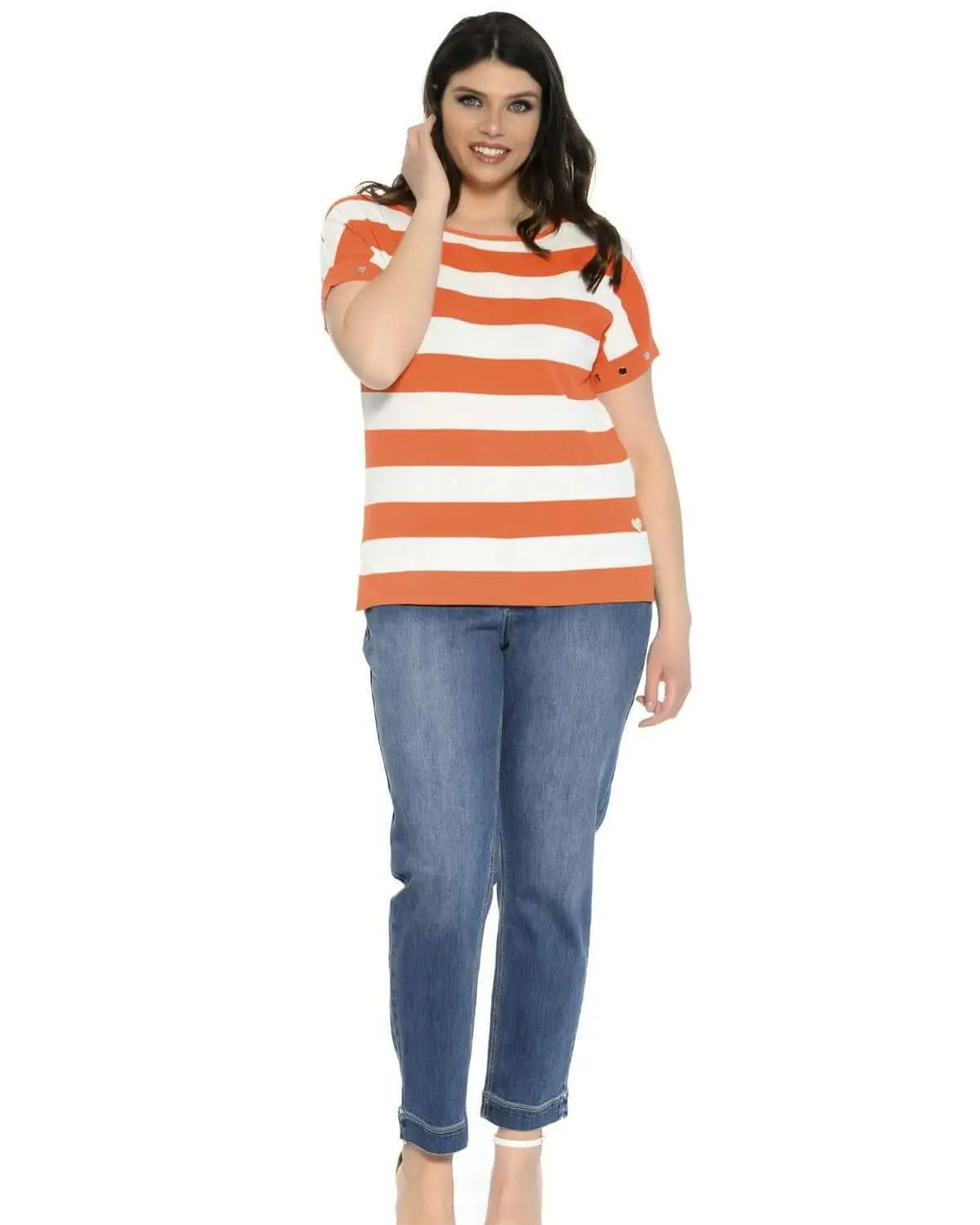Maglia fantasia a righe ARANCIO-BIANCO DORABELLA PIU' XL