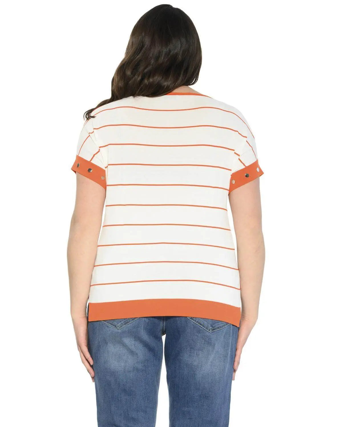 Maglia fantasia a righe ARANCIO-BIANCO DORABELLA PIU'