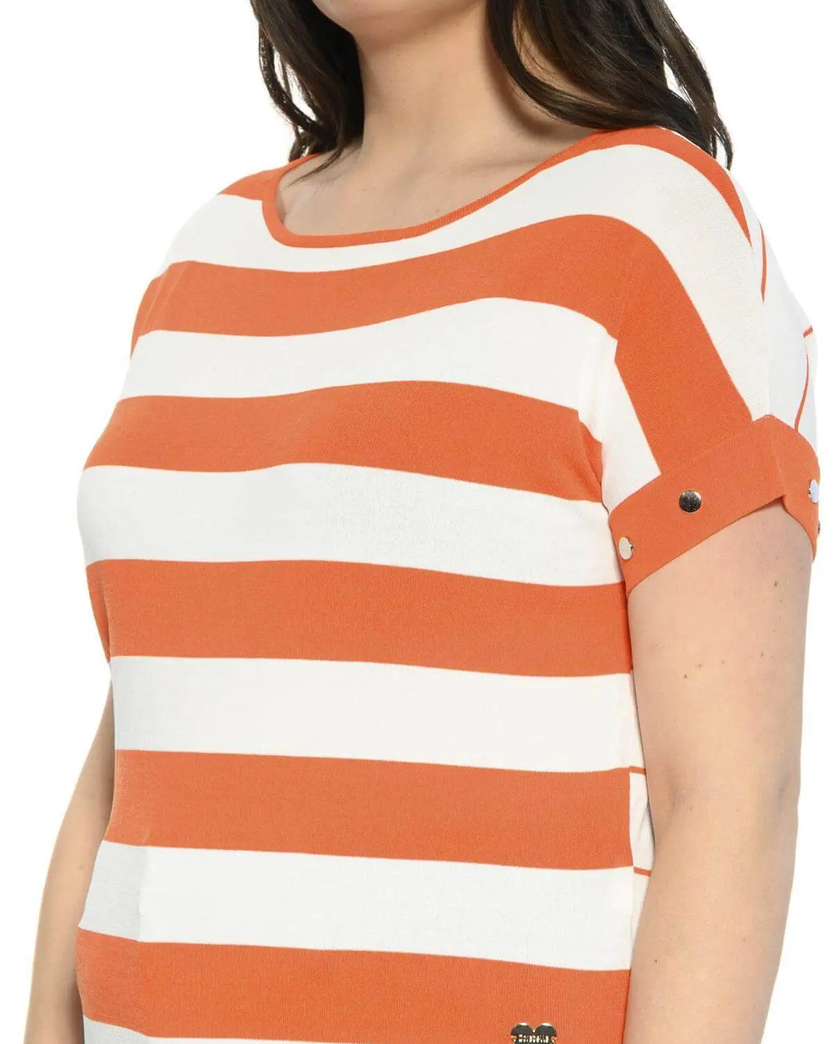 Maglia fantasia a righe ARANCIO-BIANCO DORABELLA PIU'