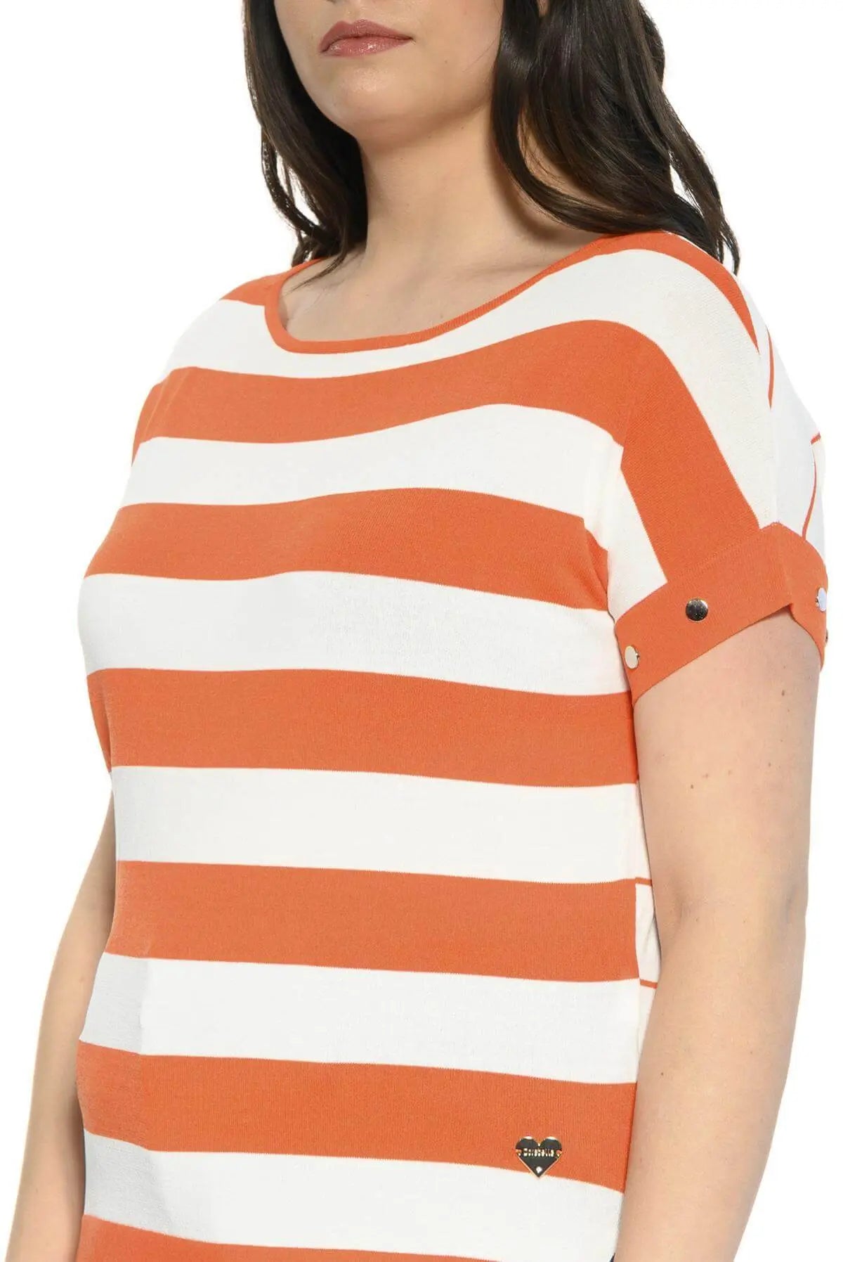 Maglia fantasia a righe ARANCIO-BIANCO DORABELLA PIU'