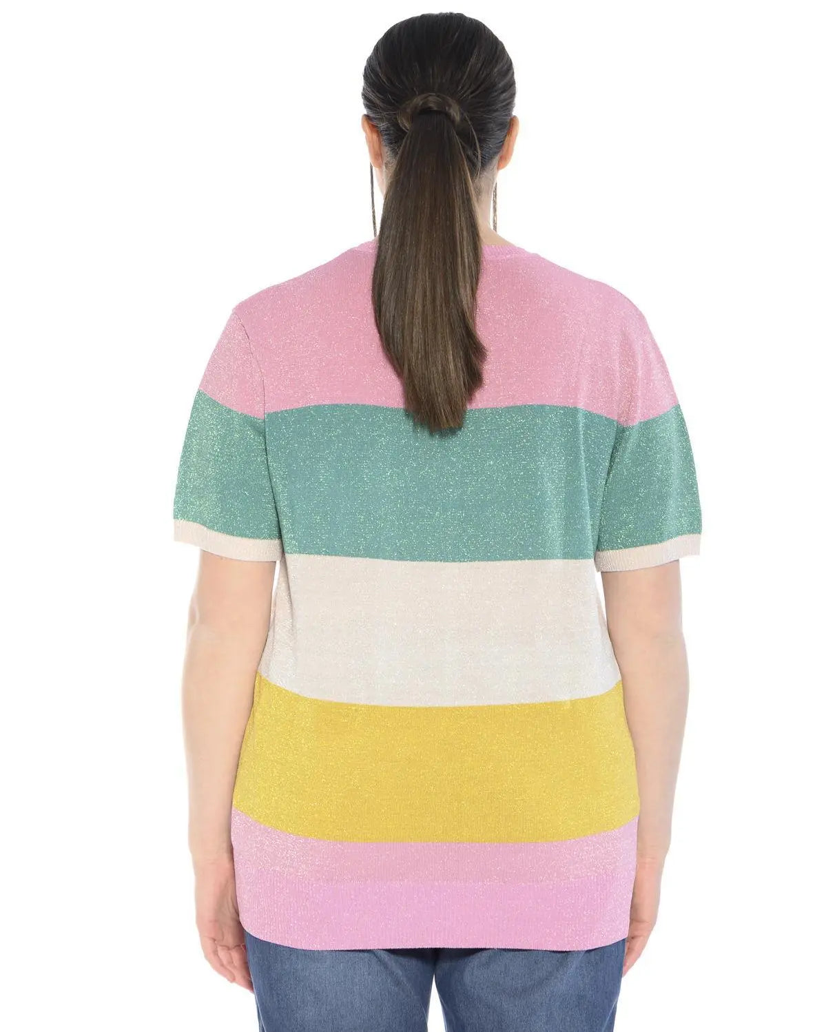 Maglia fantasia a righe in lurex ROSA DORABELLA CURVY