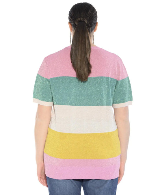 Maglia fantasia a righe in lurex ROSA DORABELLA CURVY