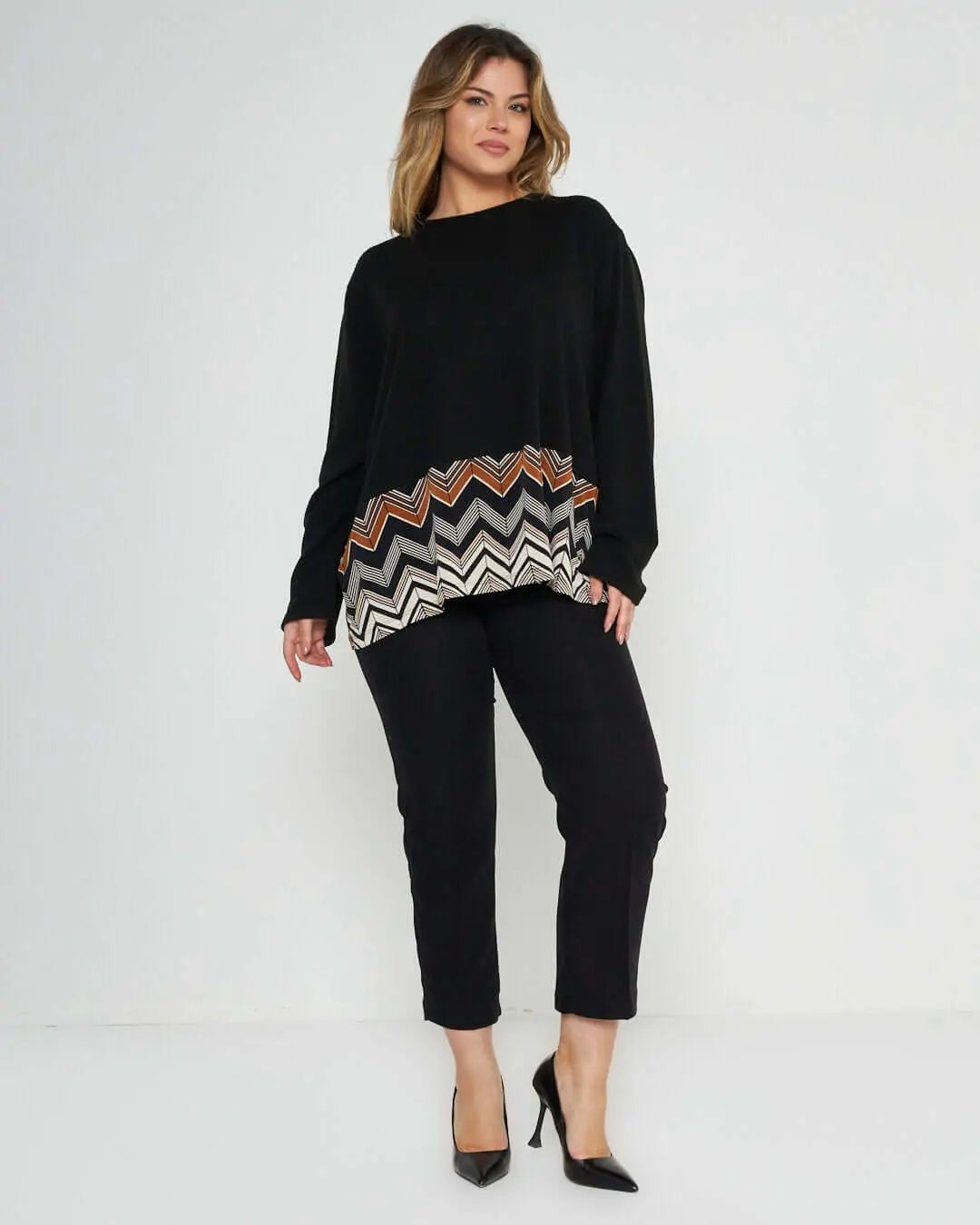 Maglia fantasia geometric NERO DORABELLA PIU'