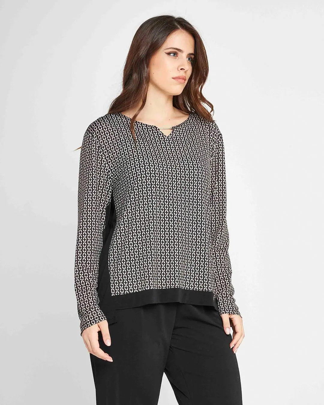 Maglia fantasia gioiello NERO-BEIGE DORABELLA PIU'