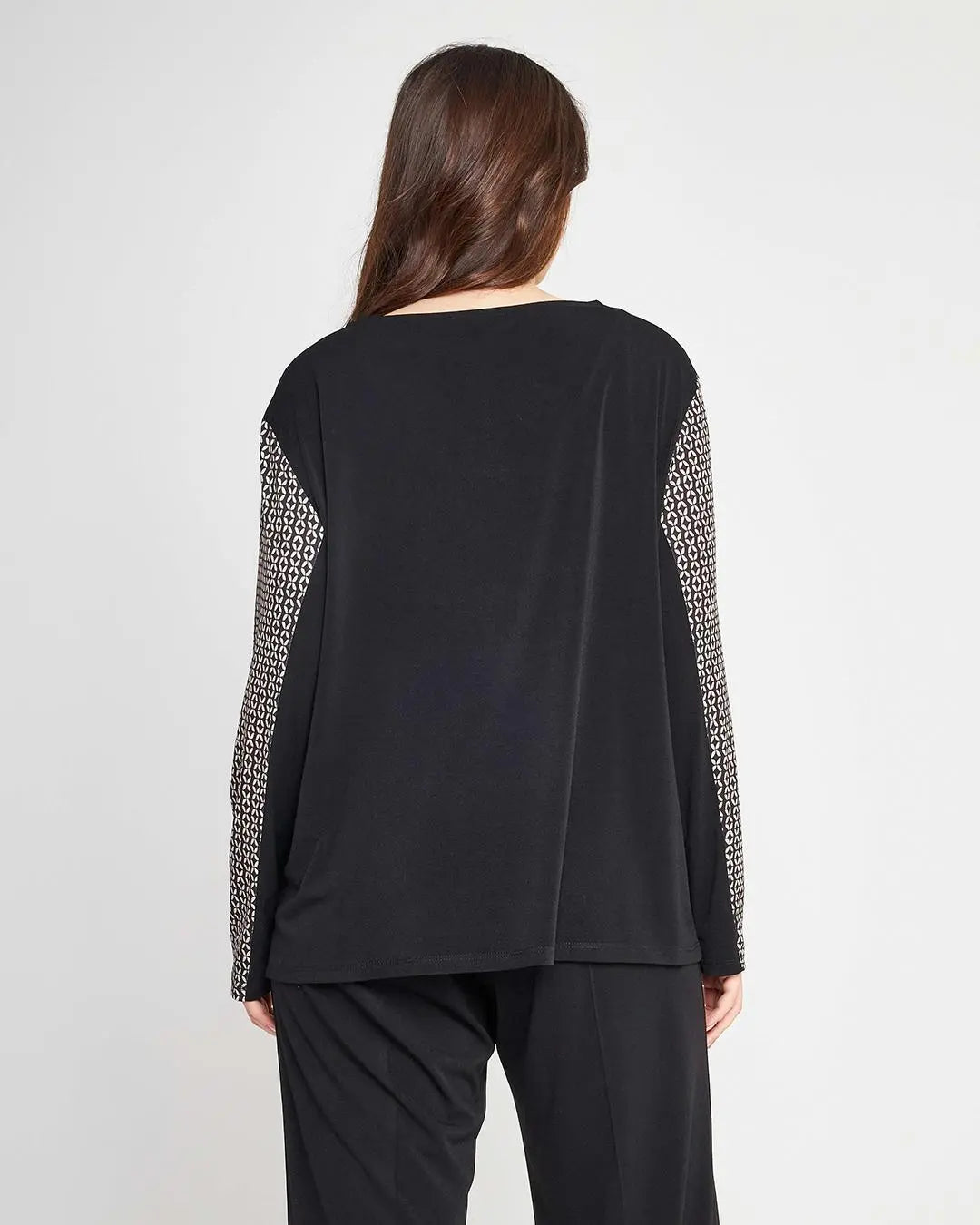 Maglia fantasia gioiello NERO-BEIGE DORABELLA PIU'