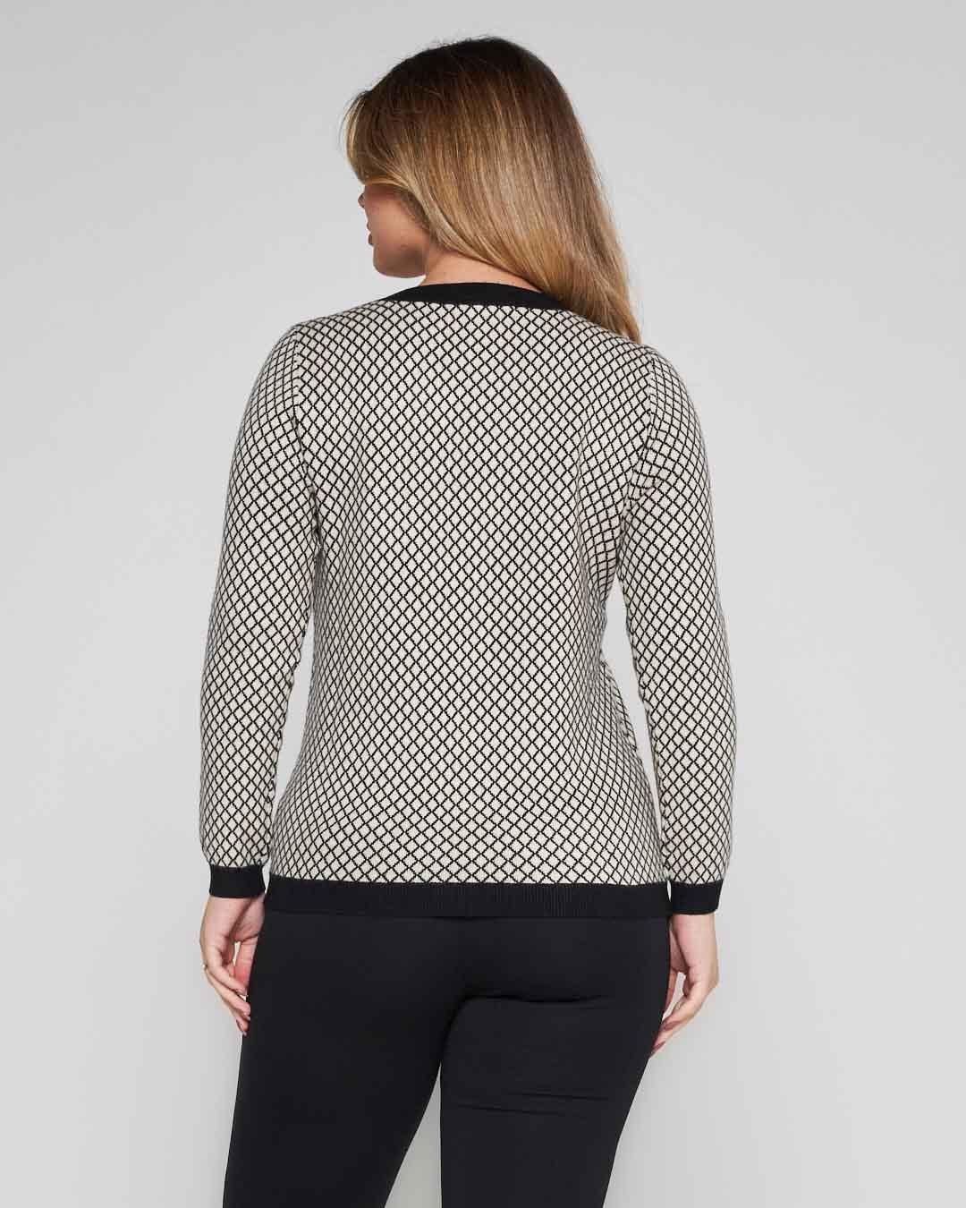 Maglia gircollo jacquard con tasche a fieltto NERO DORABELLA