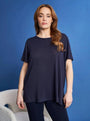Maglia girocollo a maniche corte in filato lurex di viscosa elasticizzata BLU DORABELLA PIU' 49