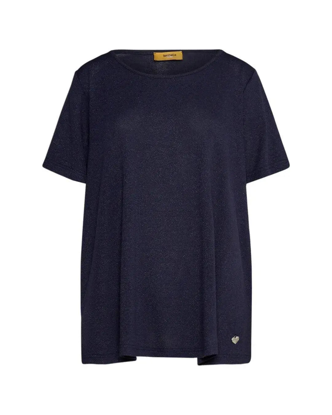 Maglia girocollo a maniche corte in filato lurex di viscosa elasticizzata BLU DORABELLA PIU'