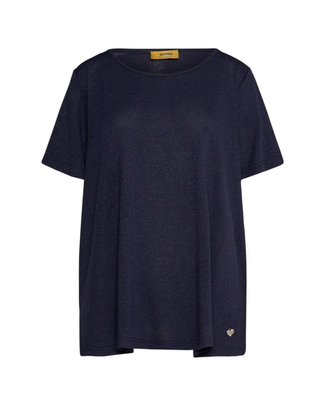 Maglia girocollo a maniche corte in filato lurex di viscosa elasticizzata BLU DORABELLA PIU'