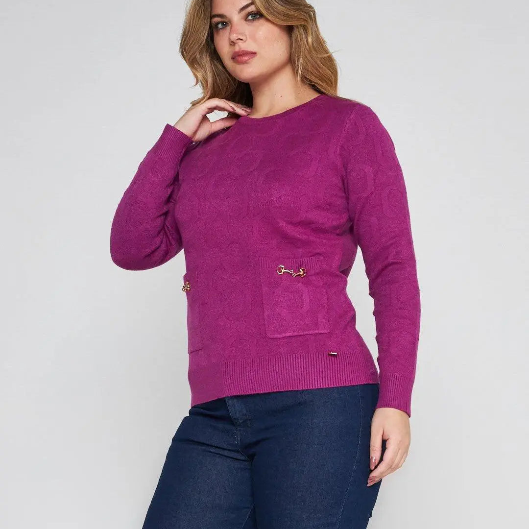 Maglia girocollo con accessori CICLAMINO DORABELLA