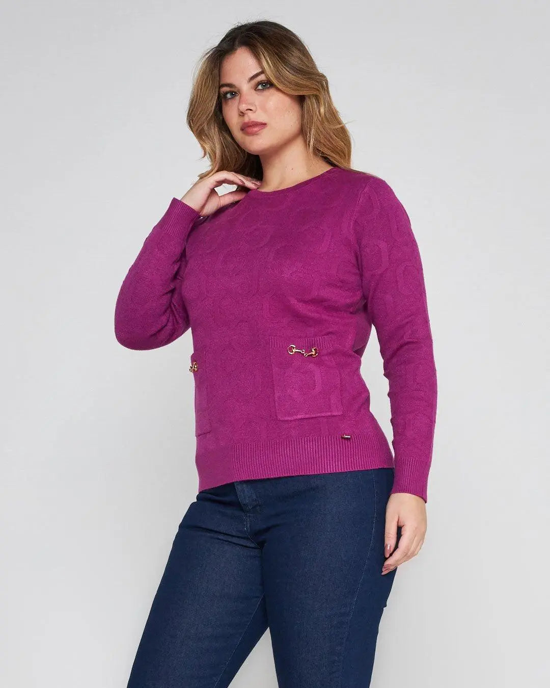 Maglia girocollo con accessori CICLAMINO DORABELLA