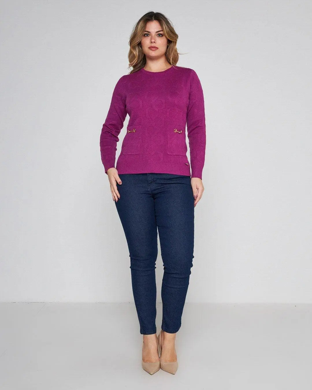 Maglia girocollo con accessori CICLAMINO DORABELLA