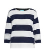 Maglia girocollo in filato a righe di misto viscosa con dettagli in pizzo BLU DORABELLA