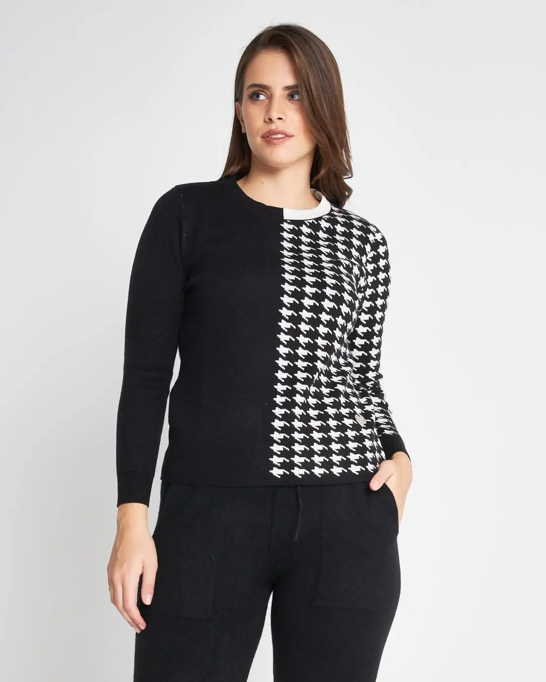 Maglia girocollo jacquard BLACK DORABELLA XL
