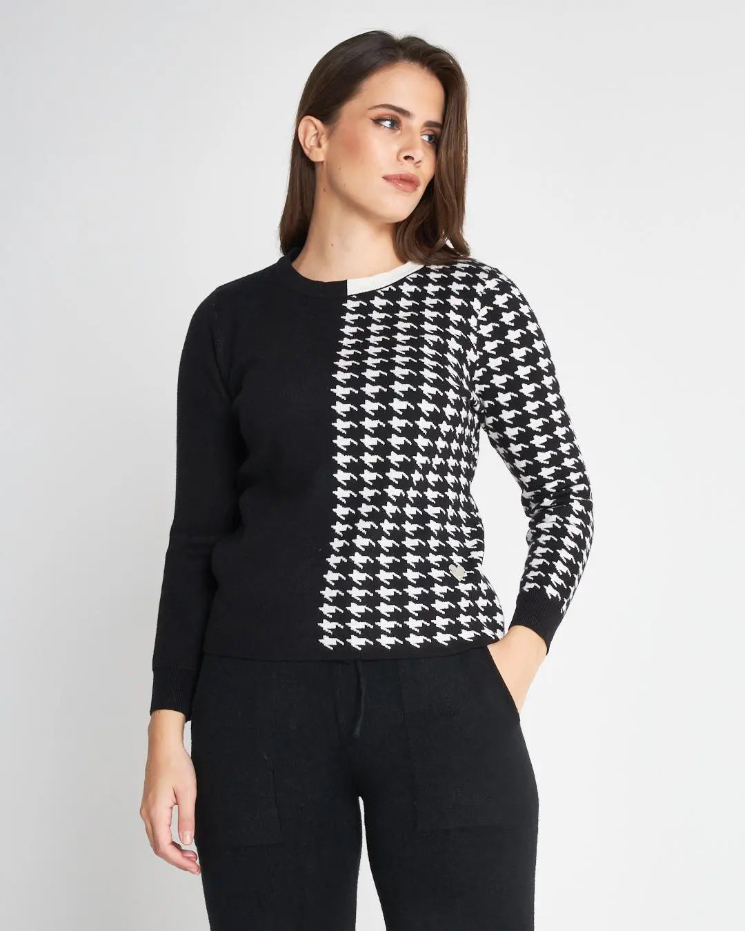 Maglia girocollo jacquard BLACK DORABELLA