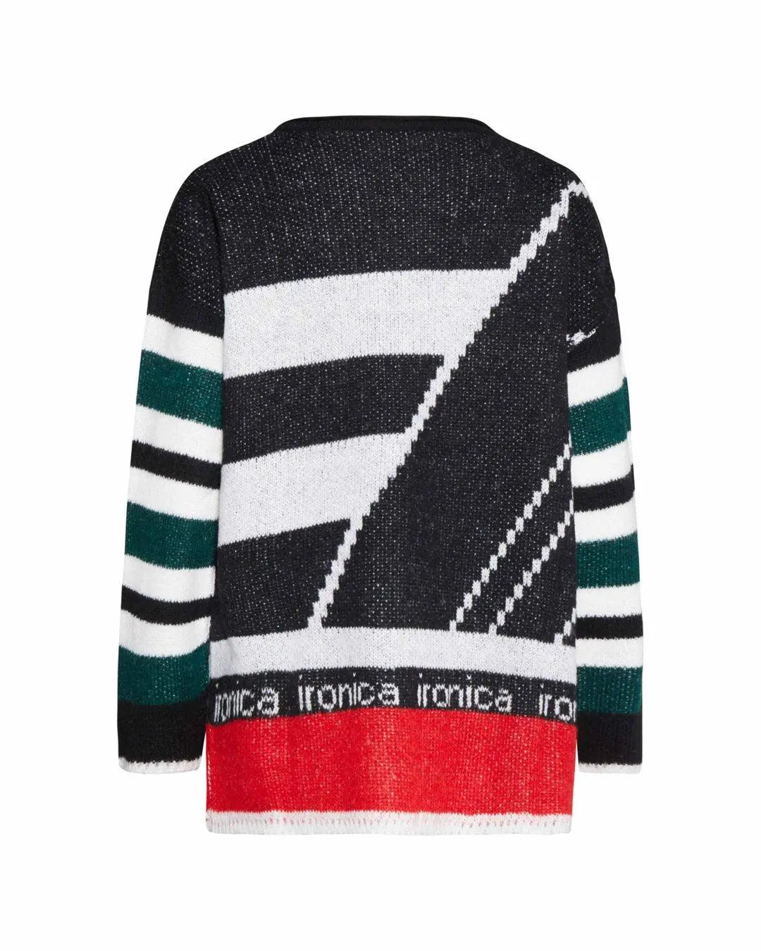 Maglia girocollo logata BIANCO-ROSSO IRONICA