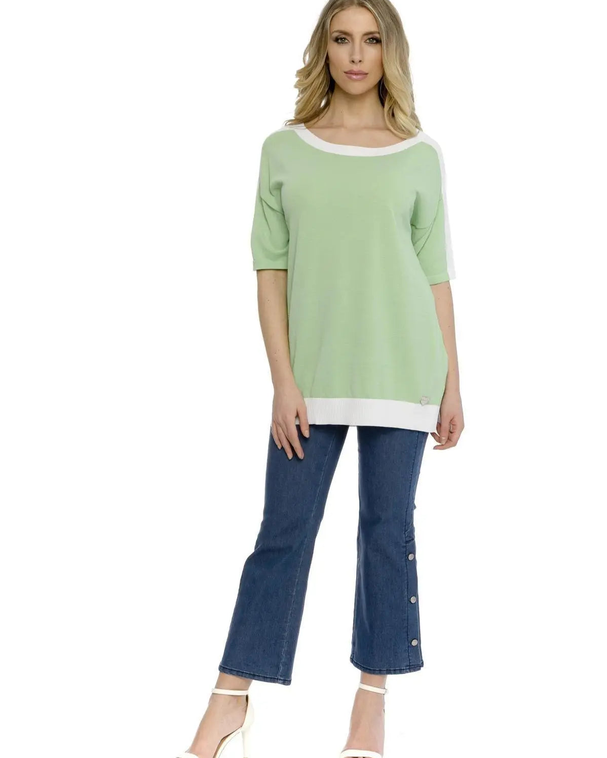 Maglia girocollo lurex SILVER LUREX-VERDE DORABELLA