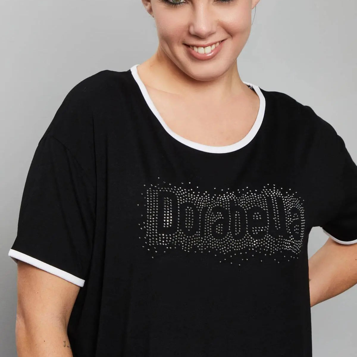 Maglia girocollo paillettes NERO DORABELLA CURVY XL