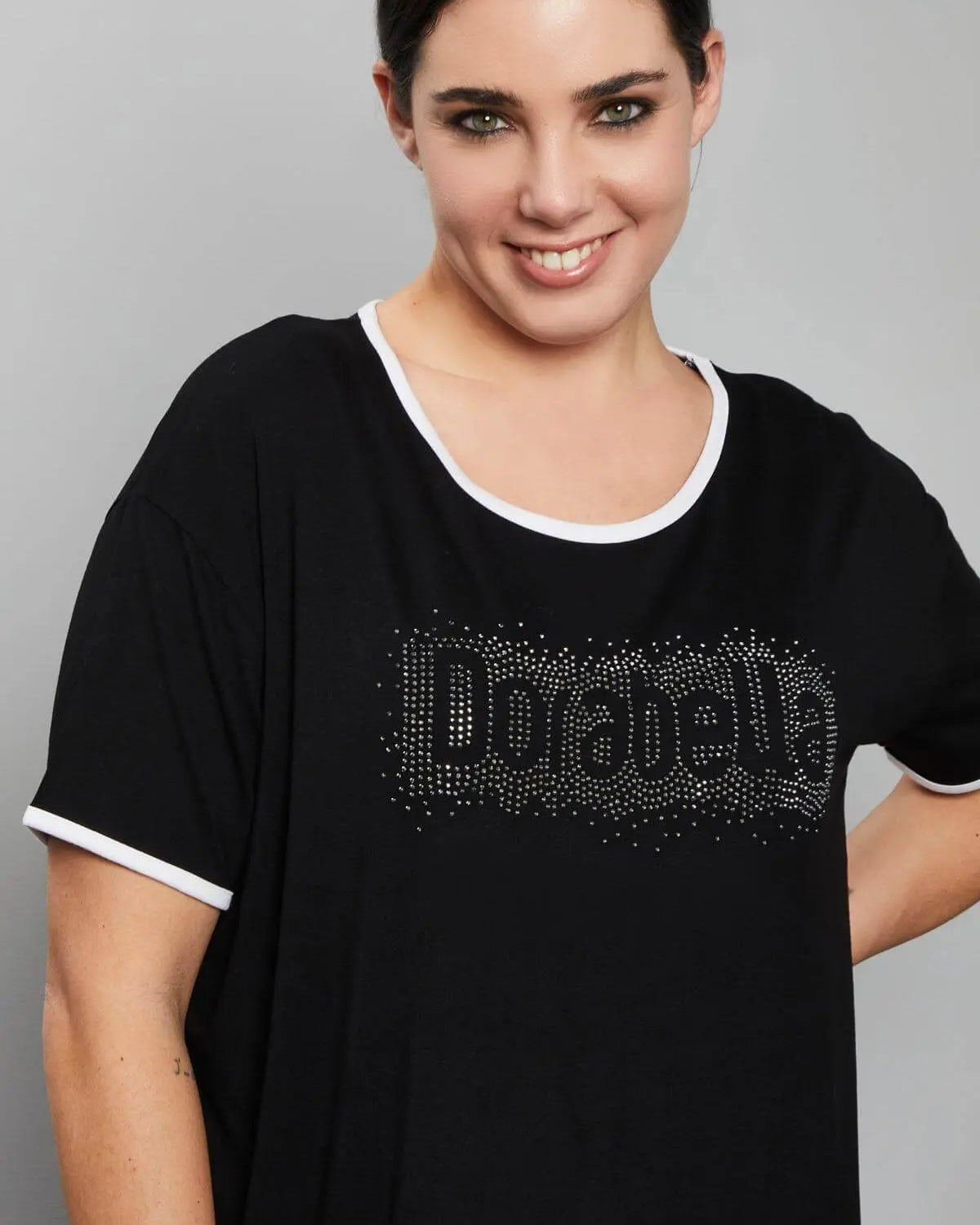 Maglia girocollo paillettes NERO DORABELLA CURVY XL