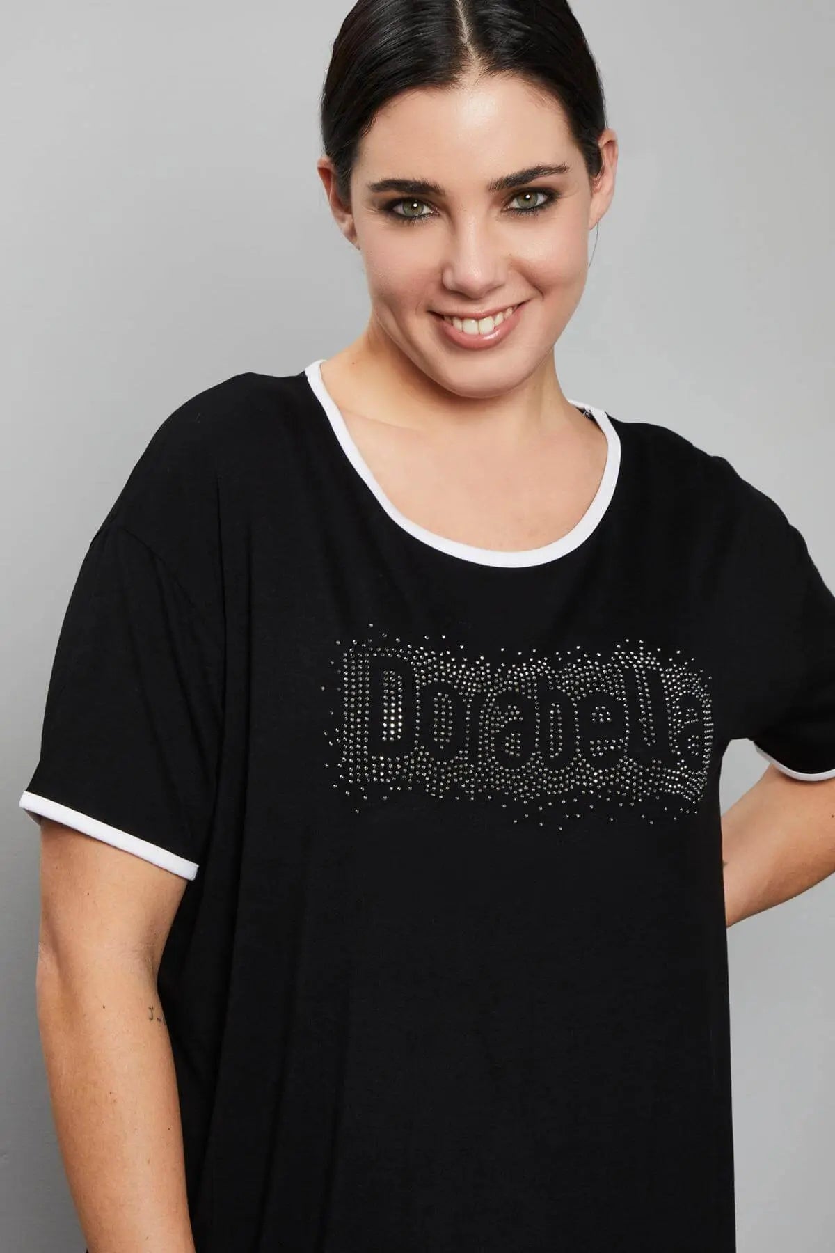 Maglia girocollo paillettes NERO DORABELLA CURVY XL