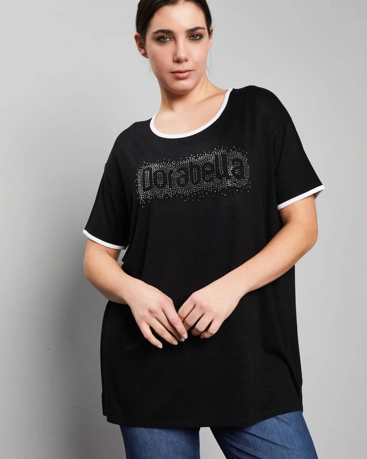 Maglia girocollo paillettes NERO DORABELLA CURVY
