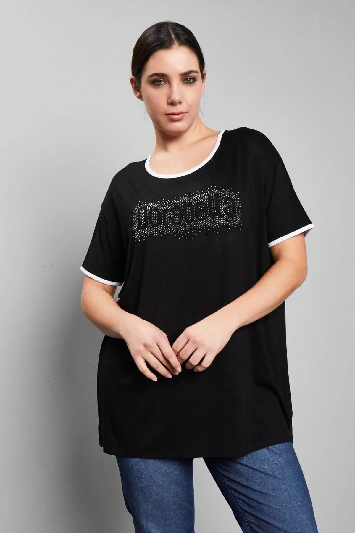 Maglia girocollo paillettes NERO DORABELLA CURVY
