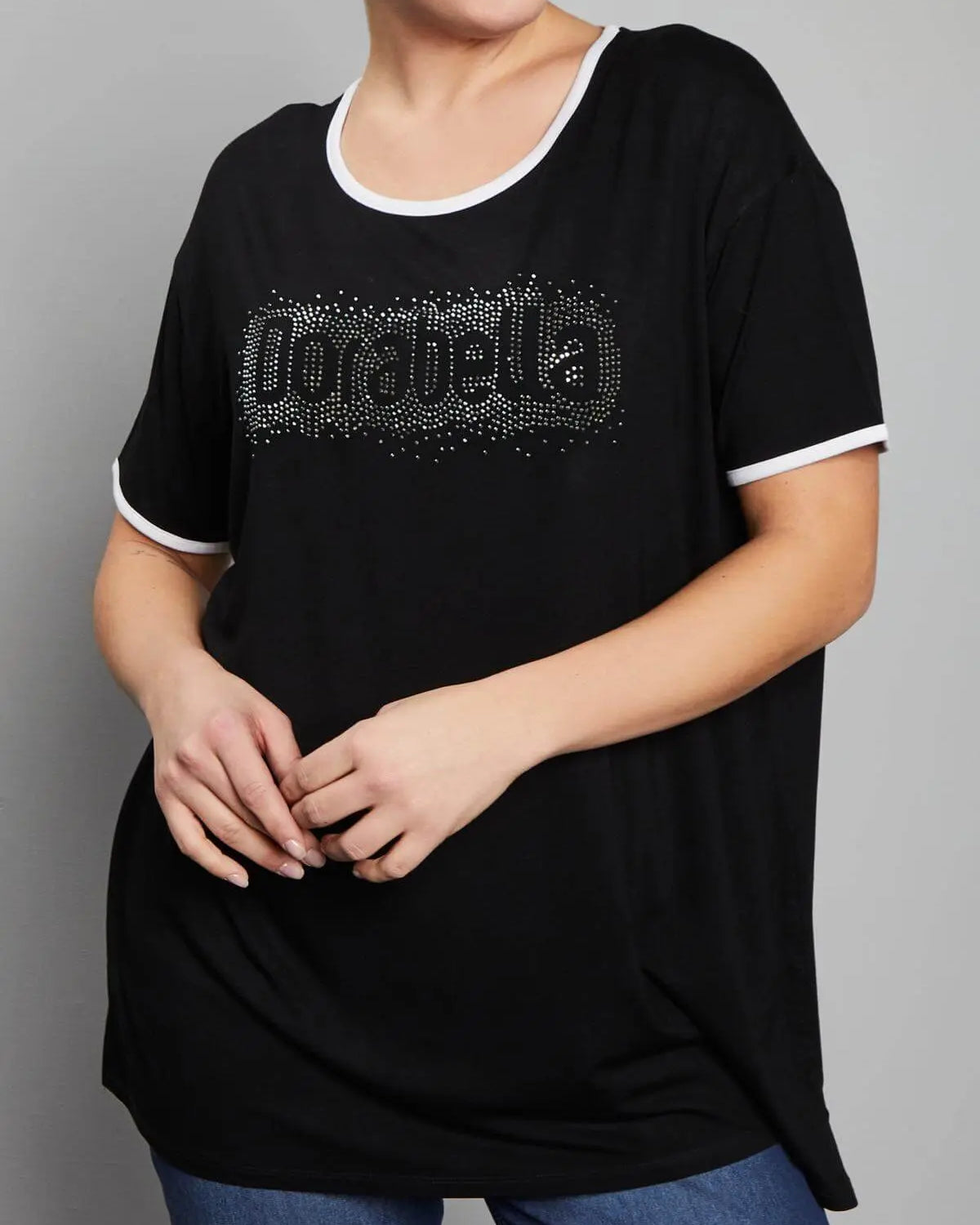 Maglia girocollo paillettes NERO DORABELLA CURVY