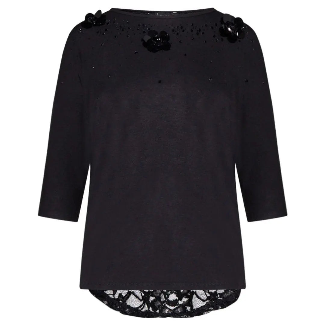 Maglia girocollo pizzo NERO IRONICA XL