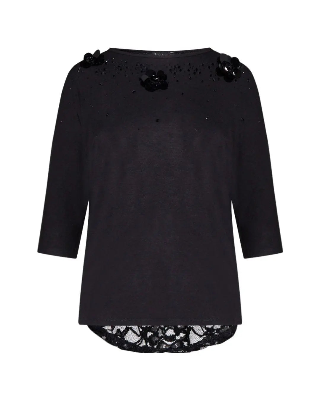 Maglia girocollo pizzo NERO IRONICA XL