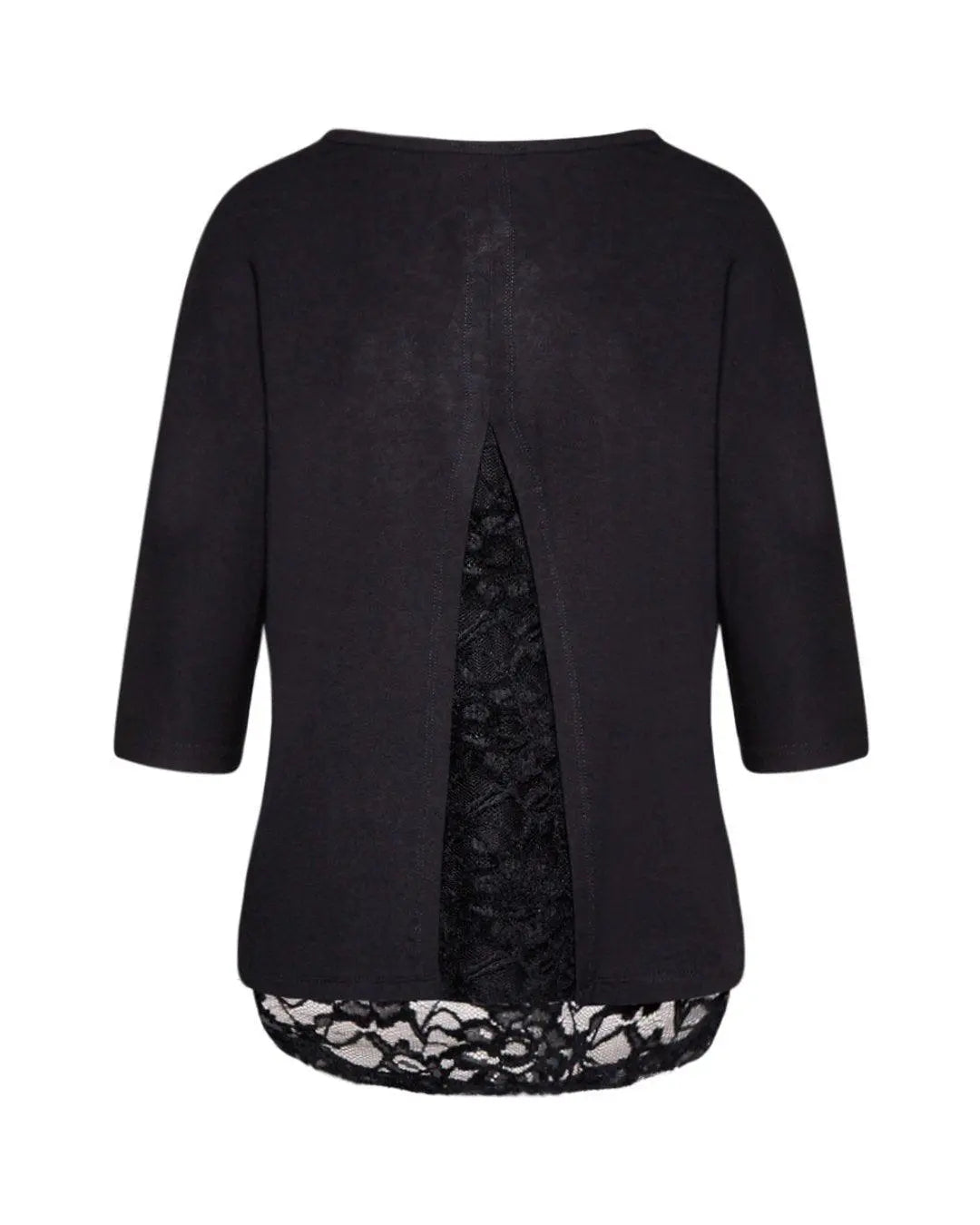 Maglia girocollo pizzo NERO IRONICA